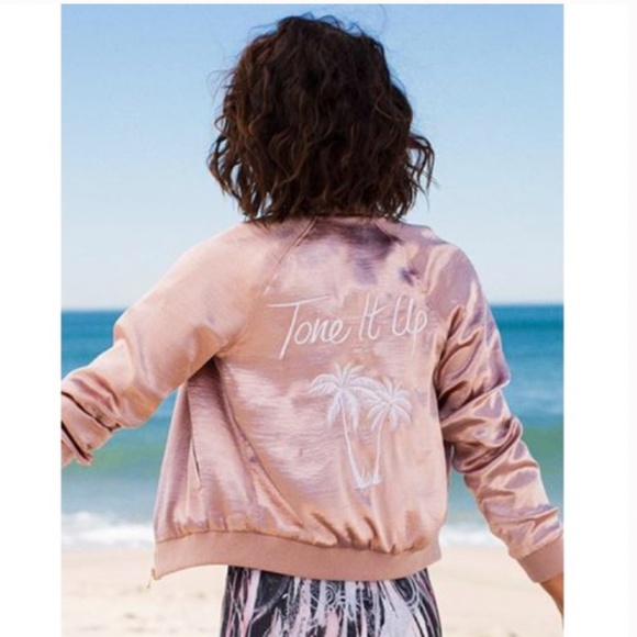 Tone it Up Pink Bomber Jacket size Small - Picture 1 of 8